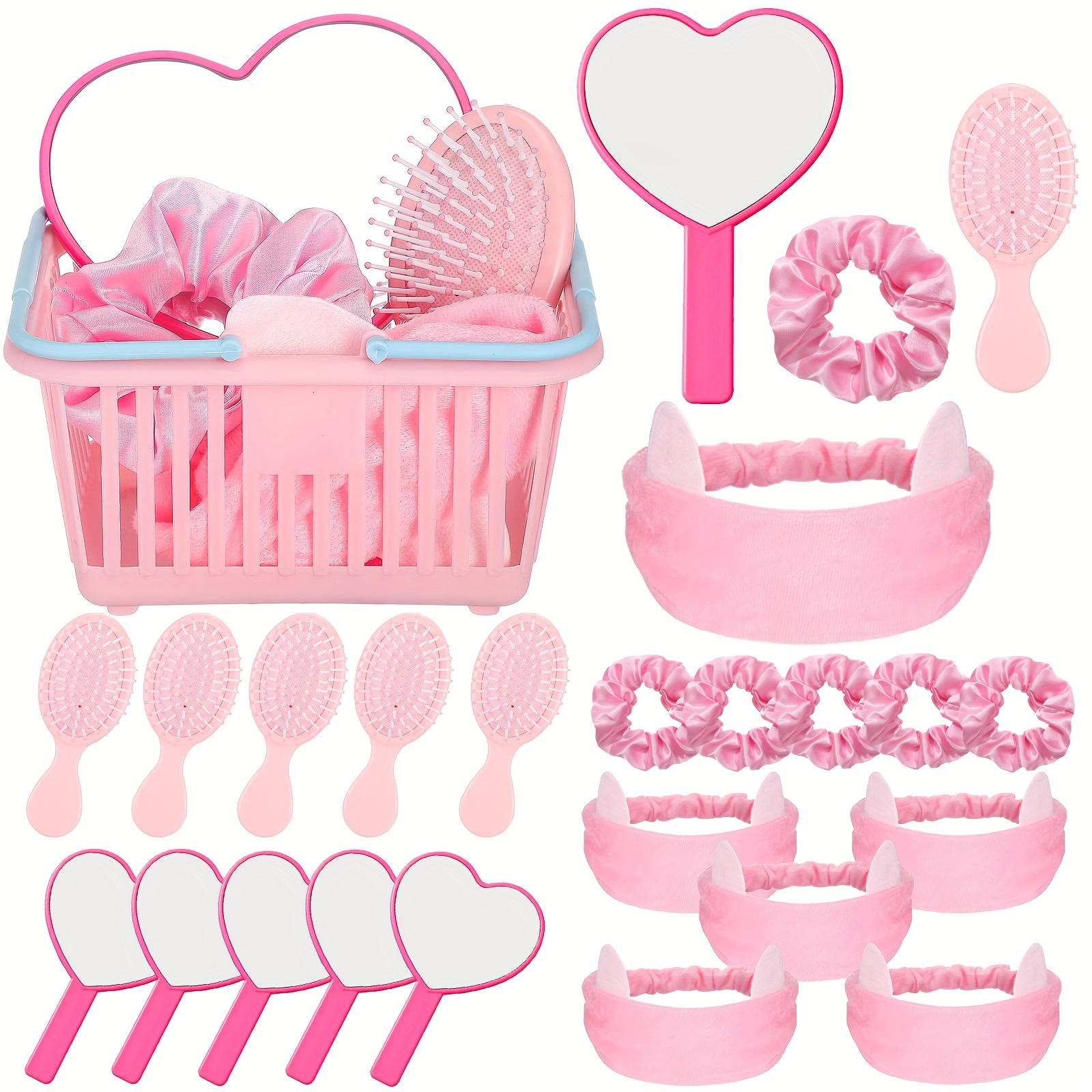 

20-piece Spa Party Favor Set - Plastic Beauty Gift Packs With Hand Mirrors, Headbands, Hair Scrunchies, Brushes For Birthday & Sleepover Parties - No Batteries Required, Featherless