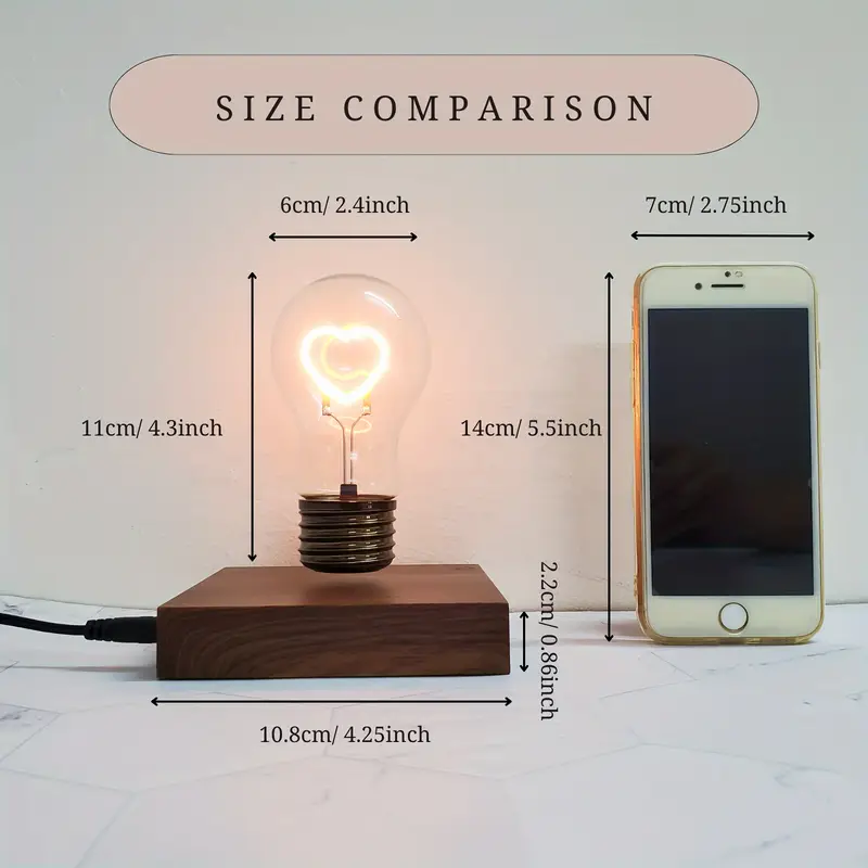 1pc Lampe à ampoule LED en - Design de suspension magnétique accrocheur - Lampe de table à magnétique flottante pour la décoration moderne de et du bureau, cadeau idéal détails 5