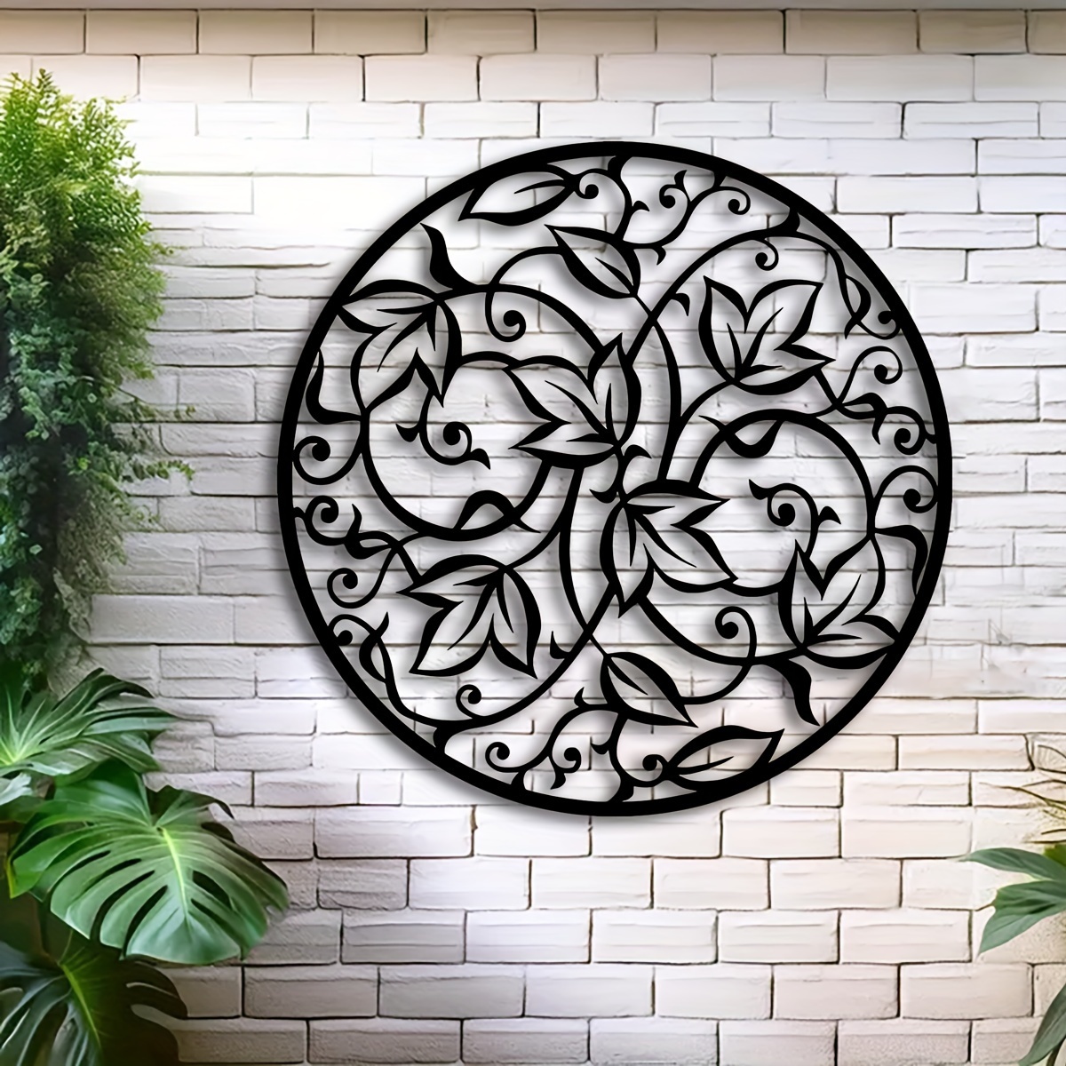 

Art Mandala en Métal Noir Élégant, 15.7" x 15.7" - Décor Bohémien pour , Yoga & Patio, en Fer Intérieur/Extérieur, Cadeau de Pendaison de Crémaillère , Décor Zen pour