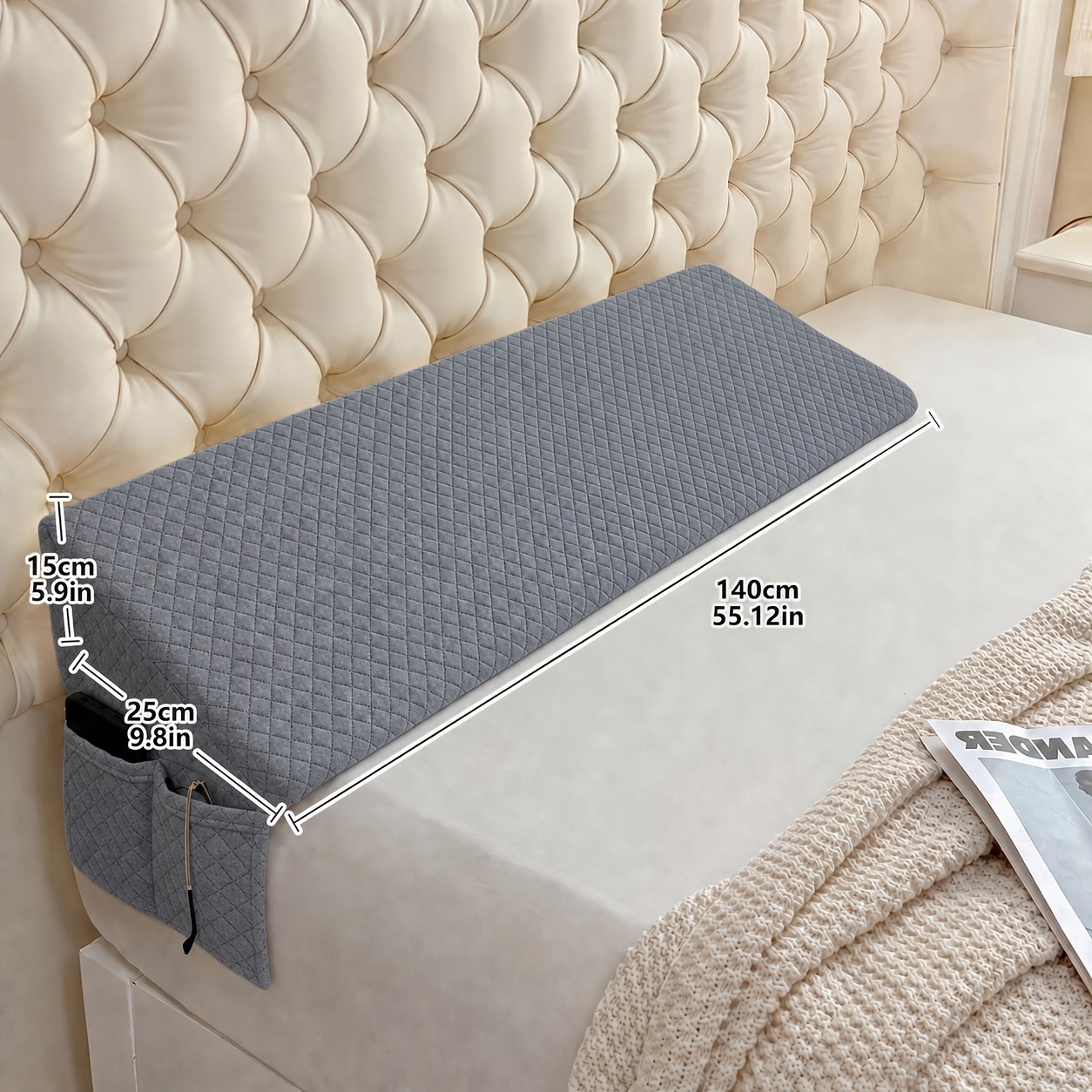 TEMU 1 pièce Coussin triangulaire en coin, Coussin de soutien surélevé avec housse amovible et lavable pour dormir, lire, soulagement du reflux