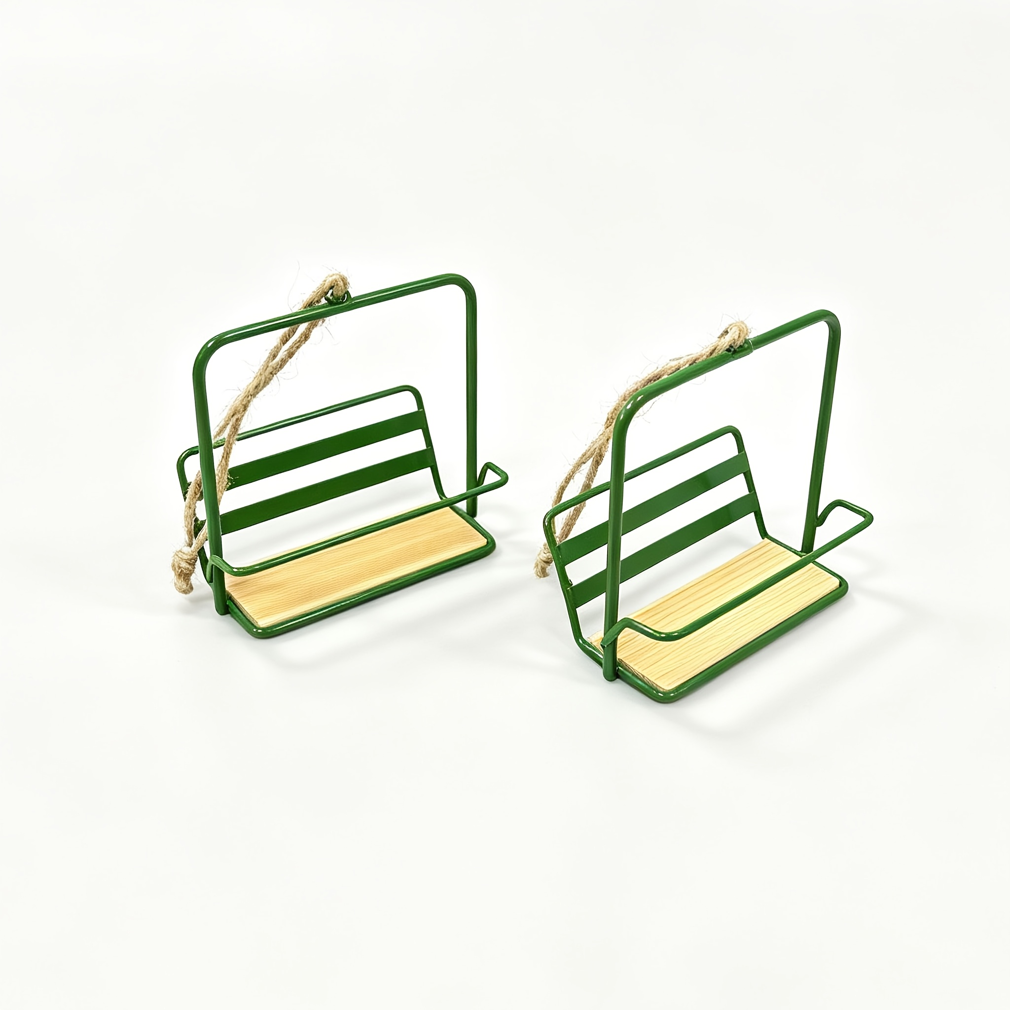 TEMU 2pcs Mini Téléphérique de Noël en Fer Vert - Décoration de Maison de Poupée - Ornement d'Arbre de Noël - Décoration de Noël - Petit Ornement