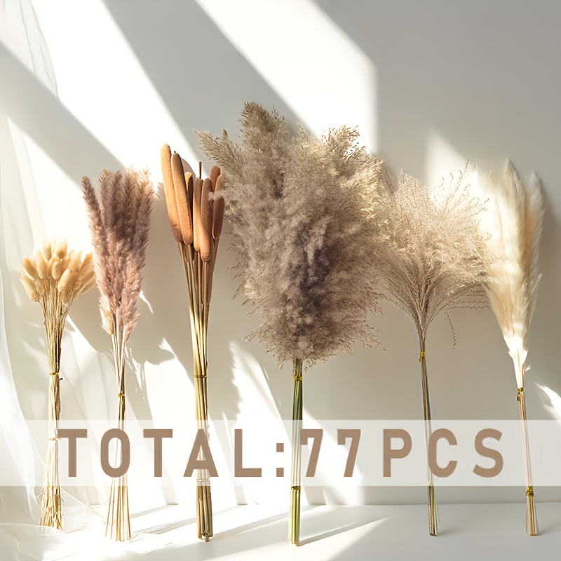 

77pcs Chic Pampas Grass Decor Set - Fluffy, Artificial Phragmites For Weddings & , All , Best For Christmas, Thanksgiving