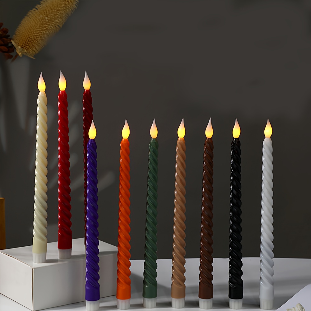 6pcs White LED Spiral Long Pole Electronic Flameless Candle Lights