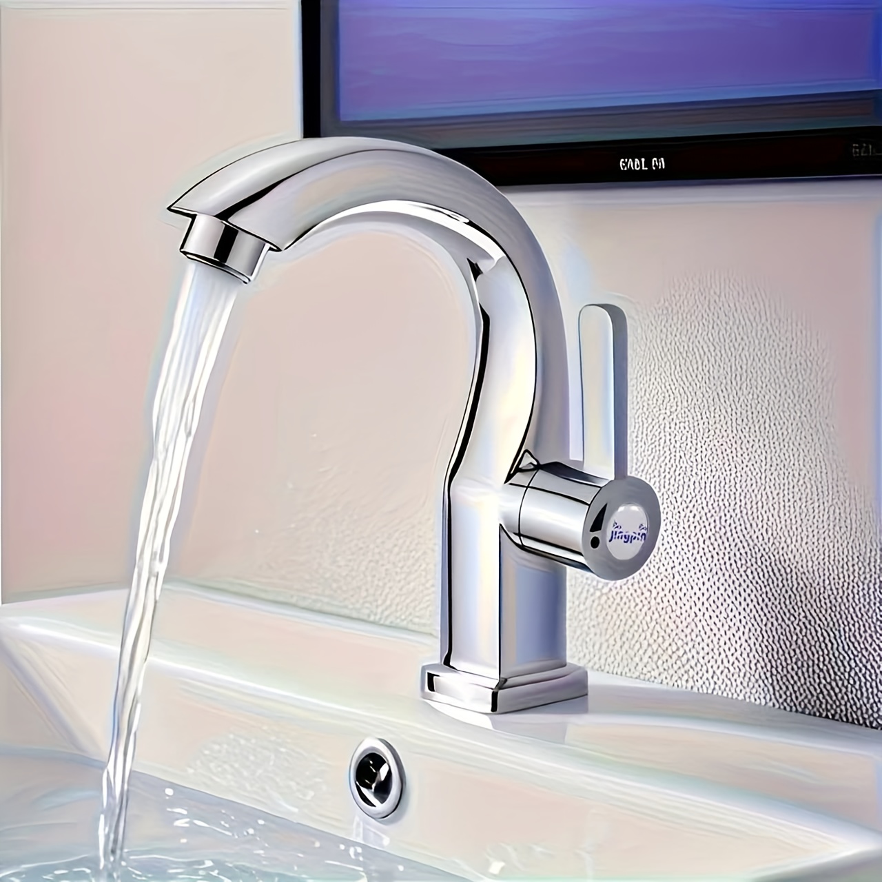 Image of Single-hole Bathroom Sink Faucet - Modern Chrome Finish, Valve With Single Cold , For Hotel, Residential Bathroom Vanity - & Leak-proof Design, Hotel Water Fixture, Contemporary Frosted Finish