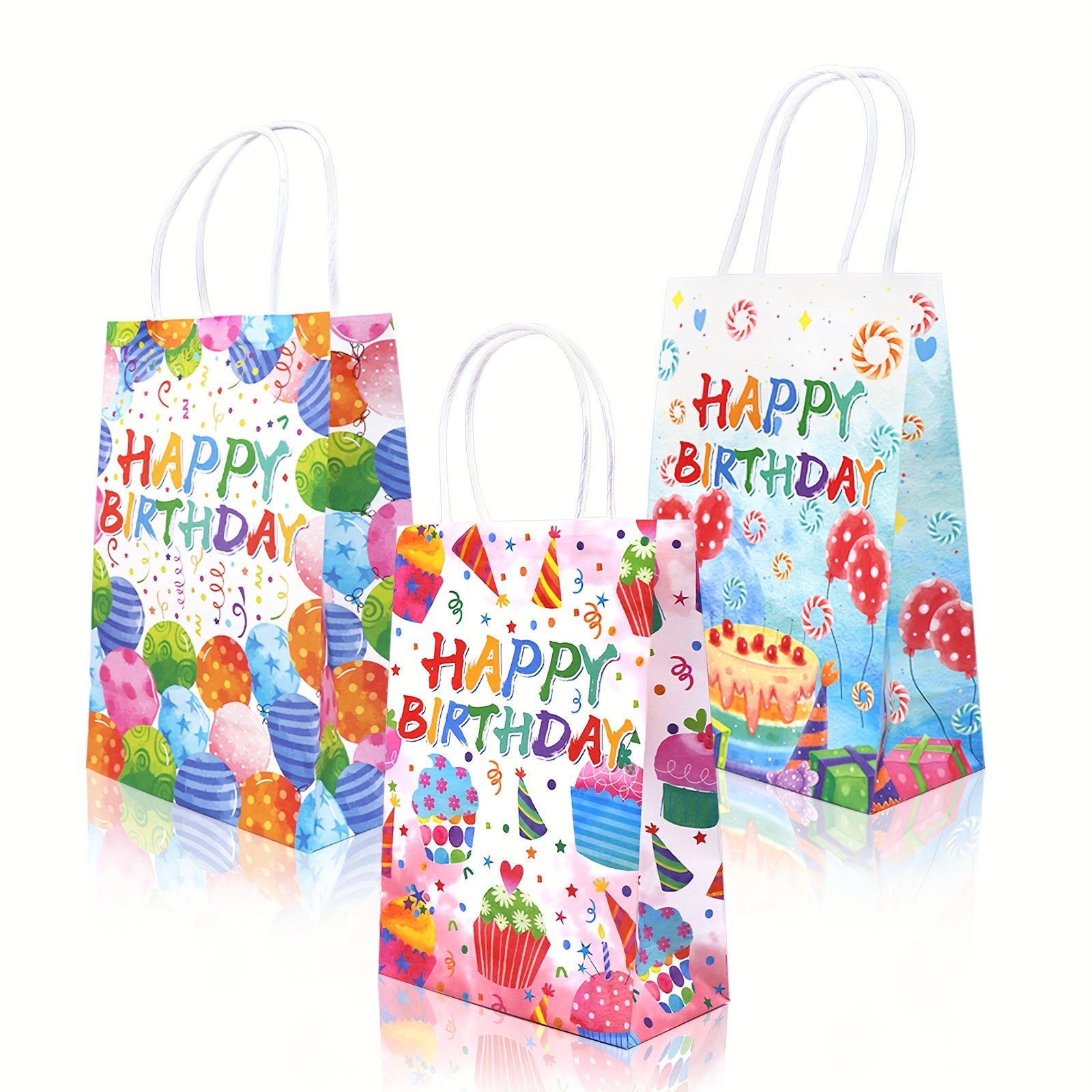 

24pcs Vibrant Gift Bags - Reusable Tote & Shopping Bags For Party Favors, Crafts & Decorations - All