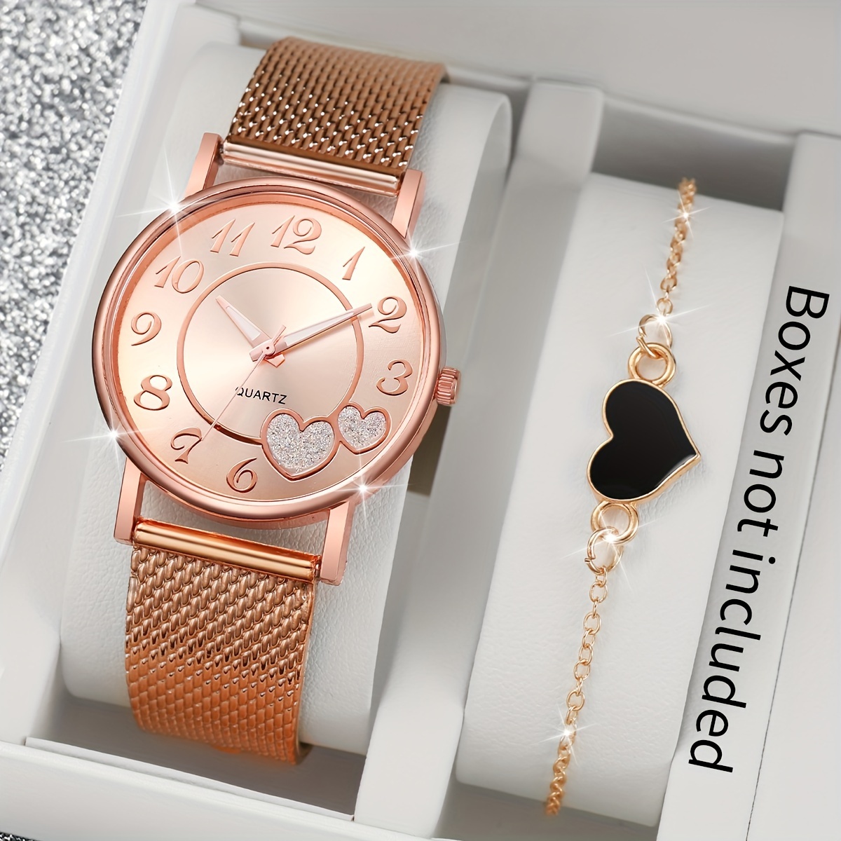 

2 Pcs Round Quartz Watches Rubber Strap Elegant Zinc Alloy Pointer And Jewelry
