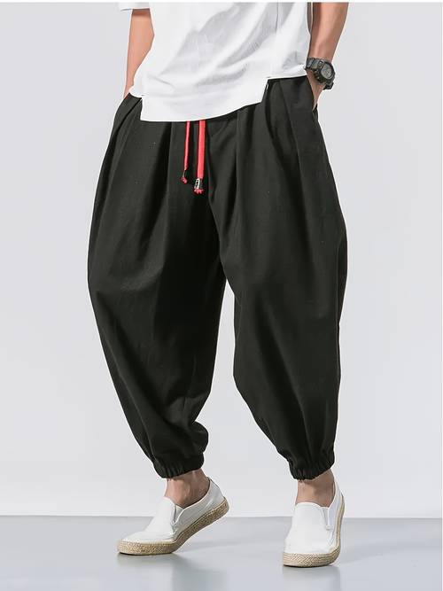 modische lange haremhose, kordelzug-design, neue sommer-laternen-hose für den , lockere knöchelhose, karottenhose mit weitem bein