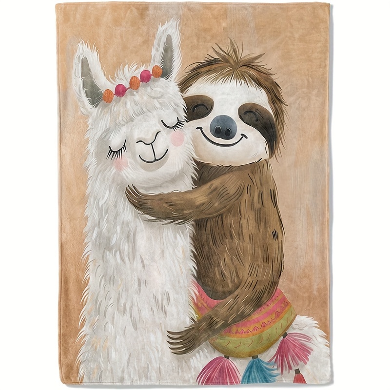 

Cute Sloth And Llama : Soft Fleece Throw For All Seasons