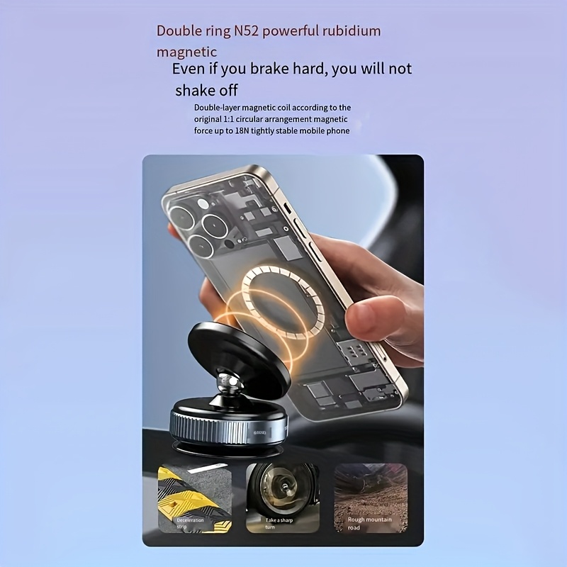 2025 new model car phone holder with vacuum suction and magnetic attachment specifically designed for navigation in vehicles details 2