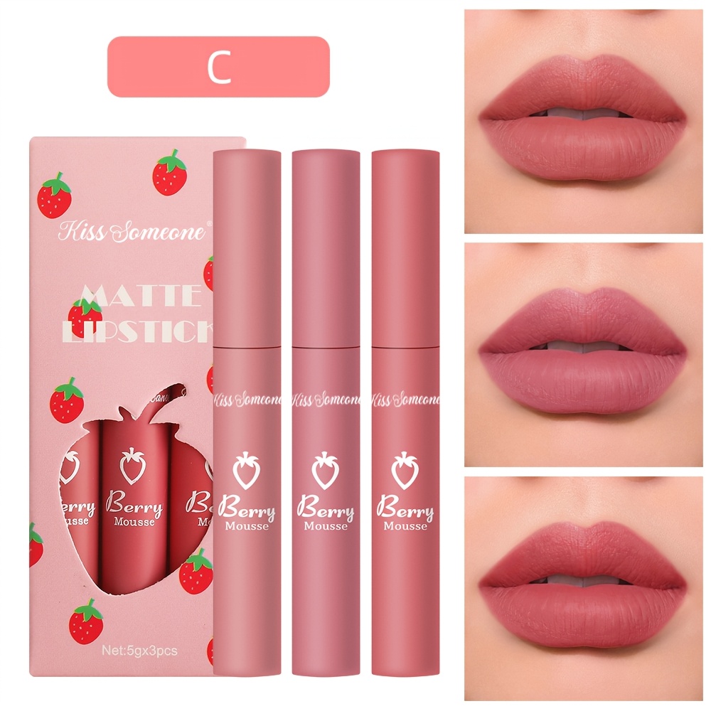 Image of Nude Matte Lipstick Set, Natural Velvet Air Moisturizing Smooth Lip Crayon Lip Gloss, With Glossy Effect, Anti-stick Cup Design, Velvet Frosted Matte Lip Glaze Lipstick Lip Gloss, Designed For Women