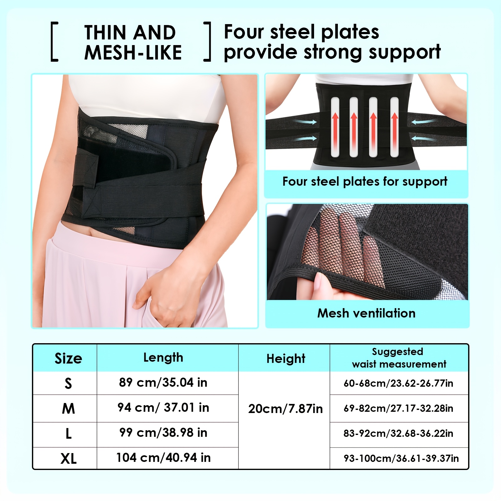 TEMU COFOE Cinturón de Soporte Lumbar - Correa de Compresión - Soporte de Placa para Reducción de Presión - Ajuste de Tensión Ajustable - y