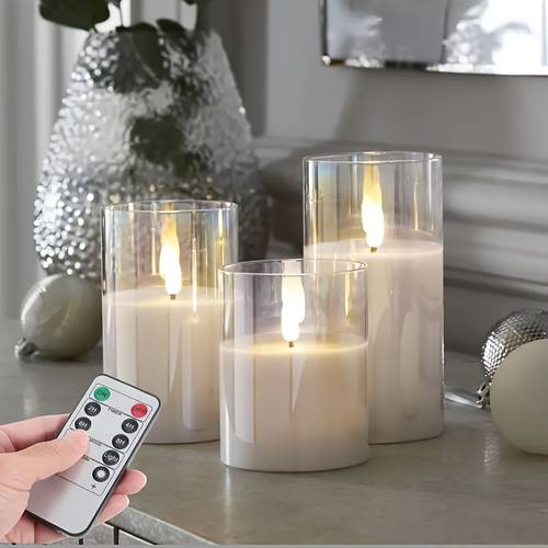 set of 3 realistic flameless led pillar candles with remote control timer 2 4 6 8h flameless flickering flame for christmas halloween party decor candles with caps christmas decor christmas decorations led candles halloween