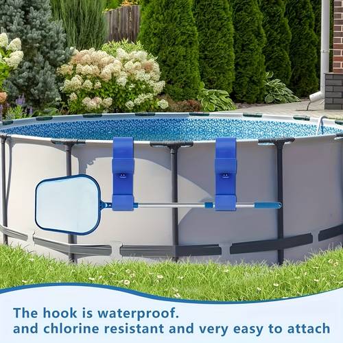 1 2pcs adjustable pool pole holder durable plastic above ground pools pool net and brush hook accessories pool accessories adjustable bracket plastic construction pool pole holder adjustable outdoor pool hook