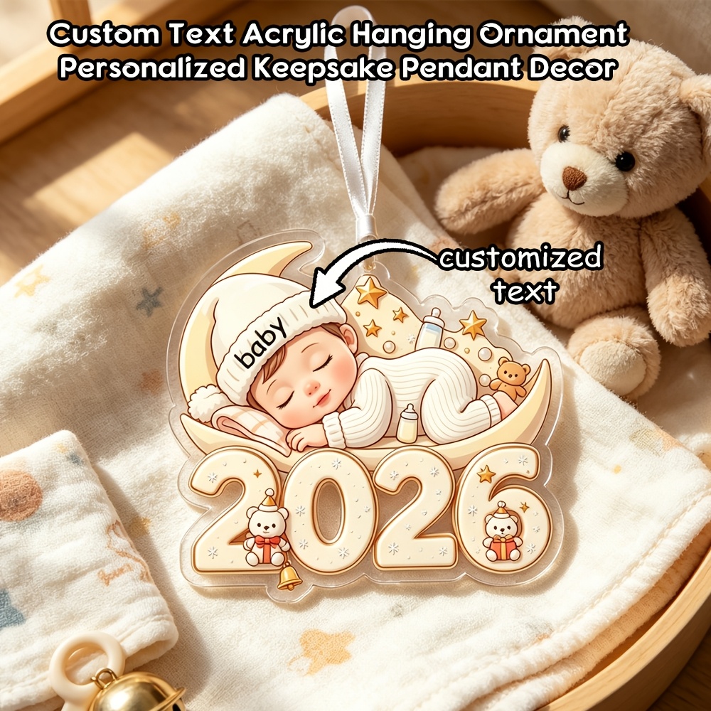 Personalized 2D Flat Acrylic Keepsake Ornament with Name/Text & Hat Decoration