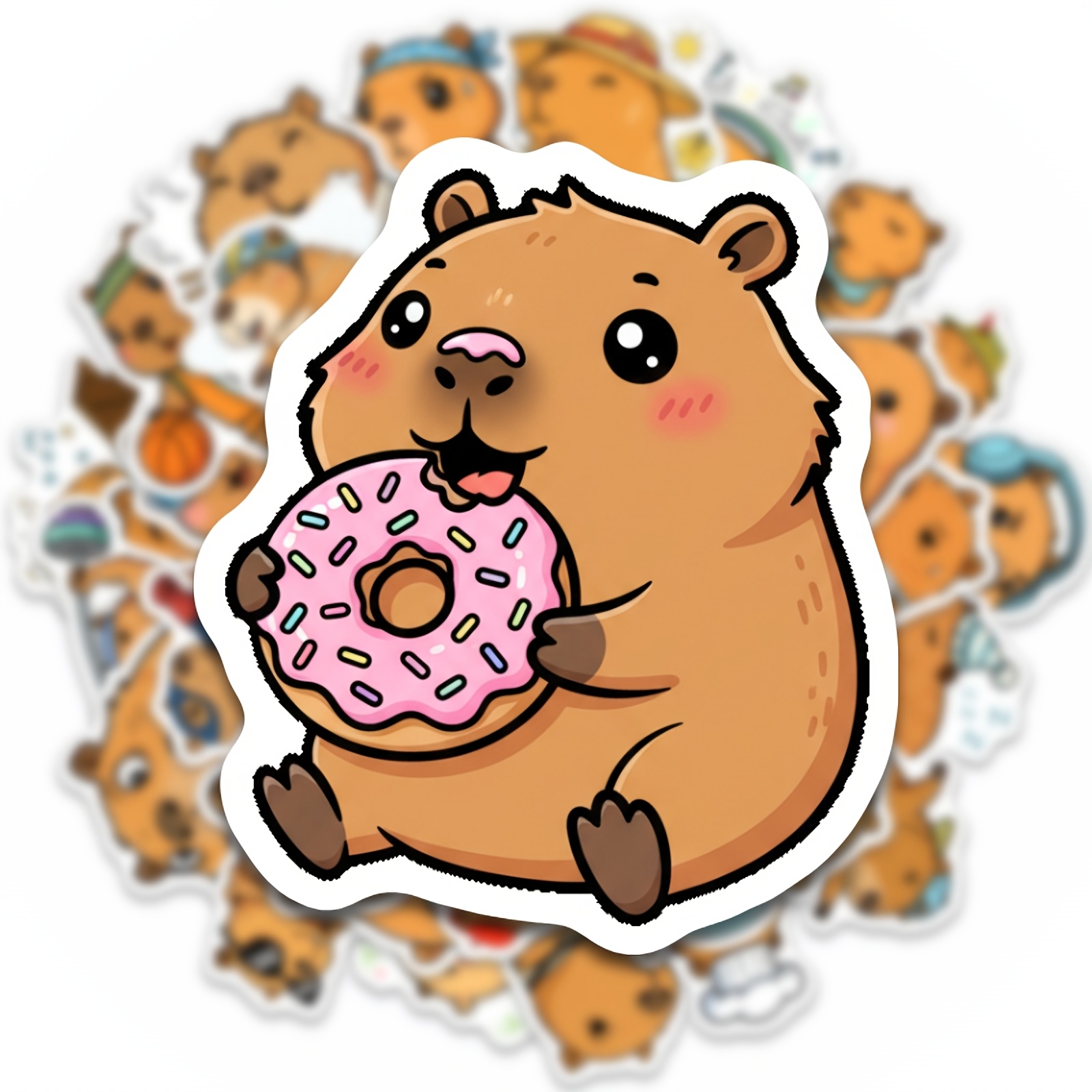 TEMU 50pcs Cute Capybara Stickers, Decals For Laptop, Water Bottle, Luggage, Scrapbook, Fun Daily Scene Decor