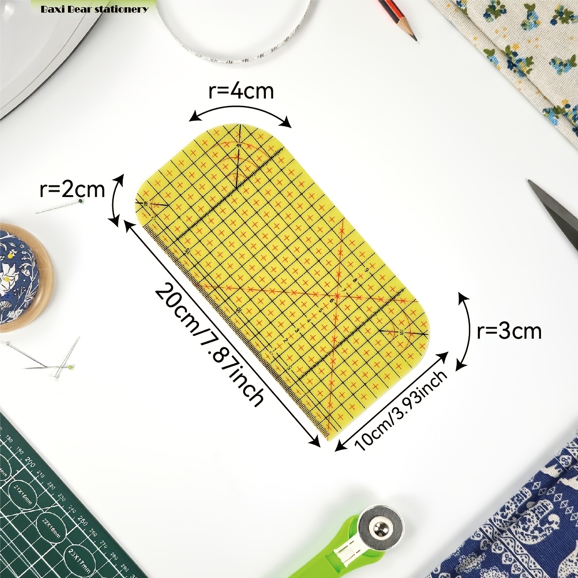 TEMU 7.87 X 3.94 Inch Standard Ironing Ruler