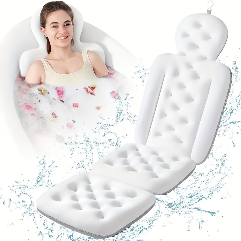 Full-body Bathtub Pillow, Ergonomic Back And Neck Support, With 144pcs Suction Cups Anti-slip, Storage Hook, Enhancing Bathing , Quick-dry Fabric, Bathroom Accessory