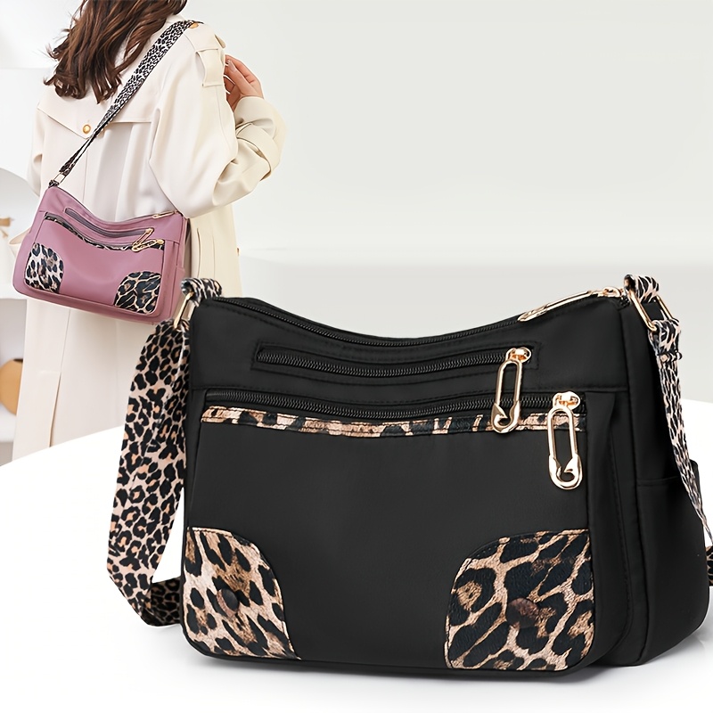 TEMU A Leopard Print Decorative Multi-compartment Multi-pocket Shoulder Bag, A Large-capacity Lightweight Crossbody Bag, A Stylish Shoulder Bag Suitable For Women' And Commuting