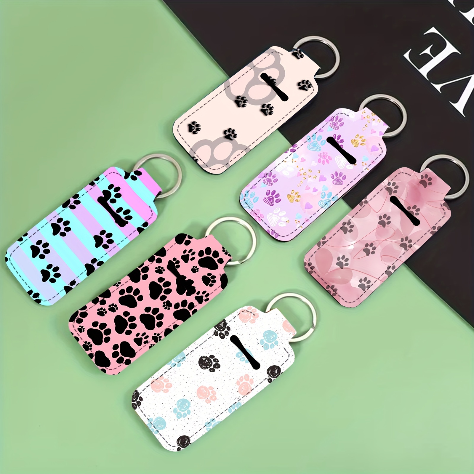 

6pcs, Dog Footprint Element Rubber Lip Balm Bag, Lipstick Holder Lip Balm Holder Lip Balm Bag Keychain Outdoor Accessories, Car Key Chain Bag Backpack Hanging Pendant, Suitable For Men And Women