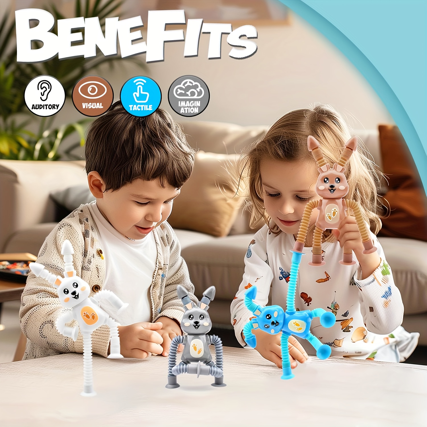 Stretchable Easter Bunny Pulling Tube Toy