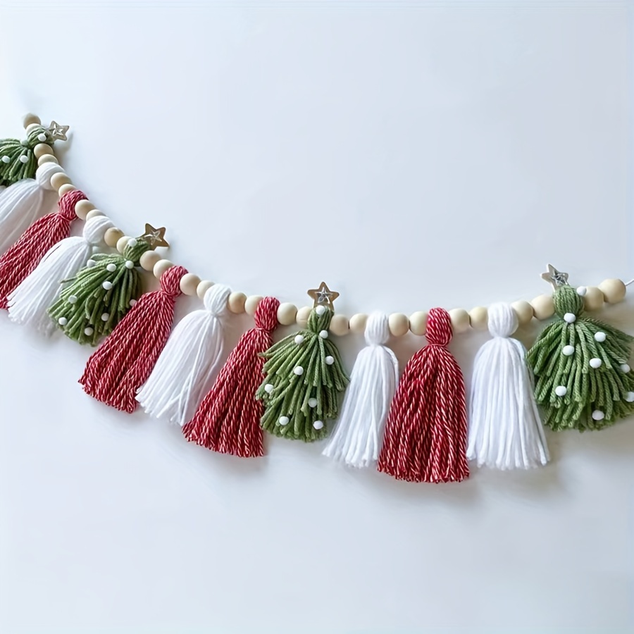 TEMU Handcrafted Bohemian & Style Fringe Wreath - Wall Hanging Decor For Christmas, Valentine's Day, Eid | No Power Needed, Living Room, Parties, Home & Outdoor, Christmas Decor