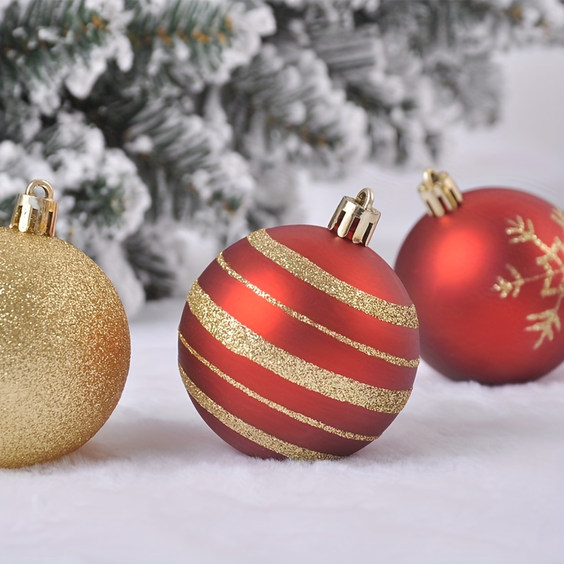 Set of 88pcs Red And Golden Christmas Ornaments, Holiday Painted Hanging Decorations, Christmas Tree Hanging Tree Top Shaped Ornaments, Suitable for Christmas Decoration, Christmas Ball Decoration