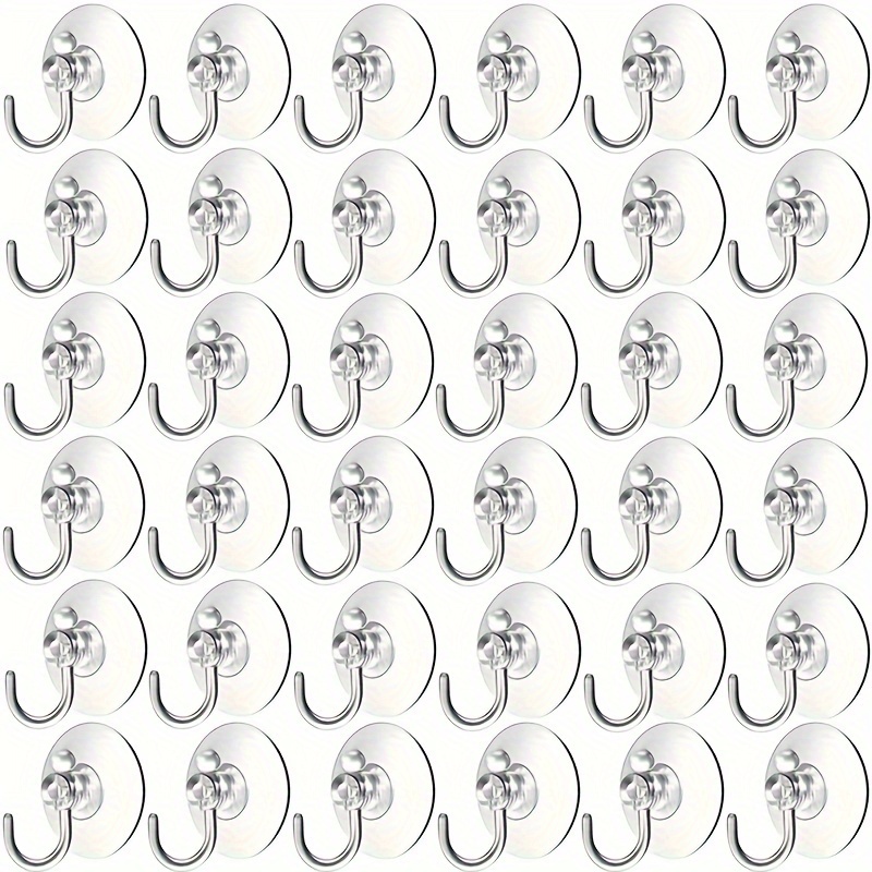 

50pcs Transparent Suction Cup Hooks - , No-damage Wall & Window Hanging For Bathroom, Kitchen, Christmas & Holiday Decorations