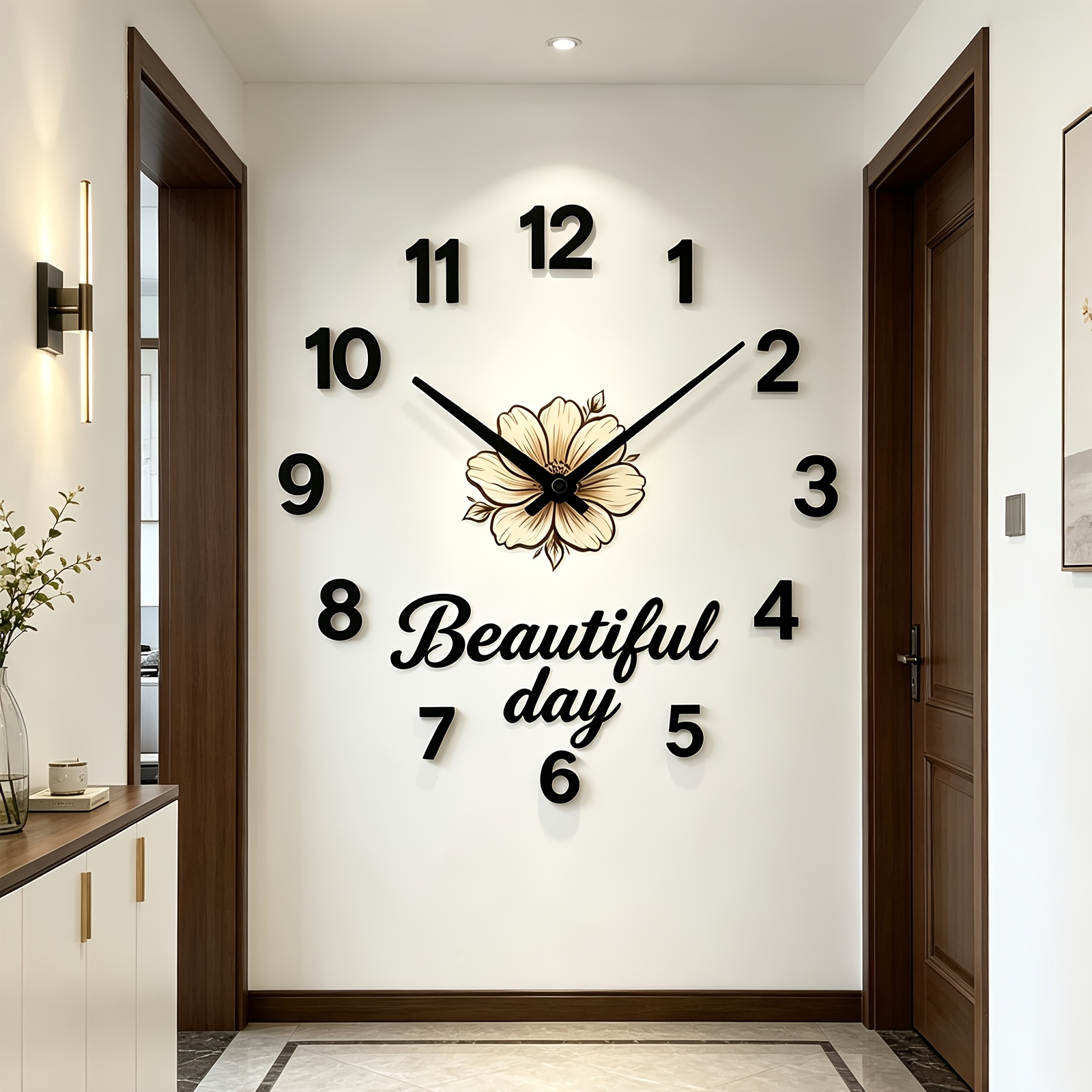 TEMU Orologio da parete 3D silenzioso grande da 100 cm/39,37 pollici con design e lettere "", orologi da parete autoadesivi senza foratura per