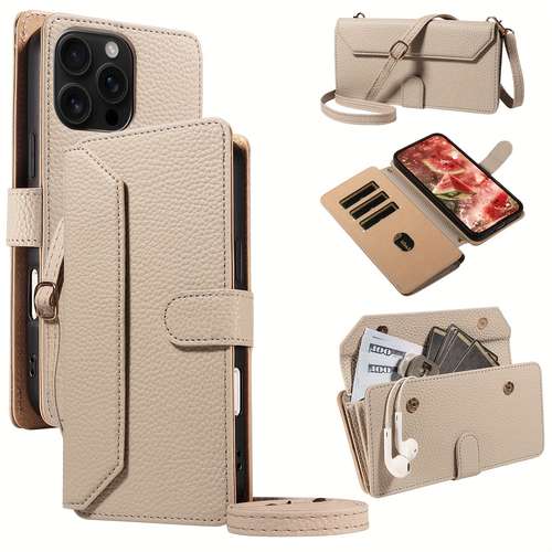 Custodia Portafoglio In Vera Pelle Italiana Per IPhone 12 / 12 Pro (6.1'') – 3 Slot Carte E Scomparto Contanti, Supporto Integrato, Chiusura Magnetica Nascosta