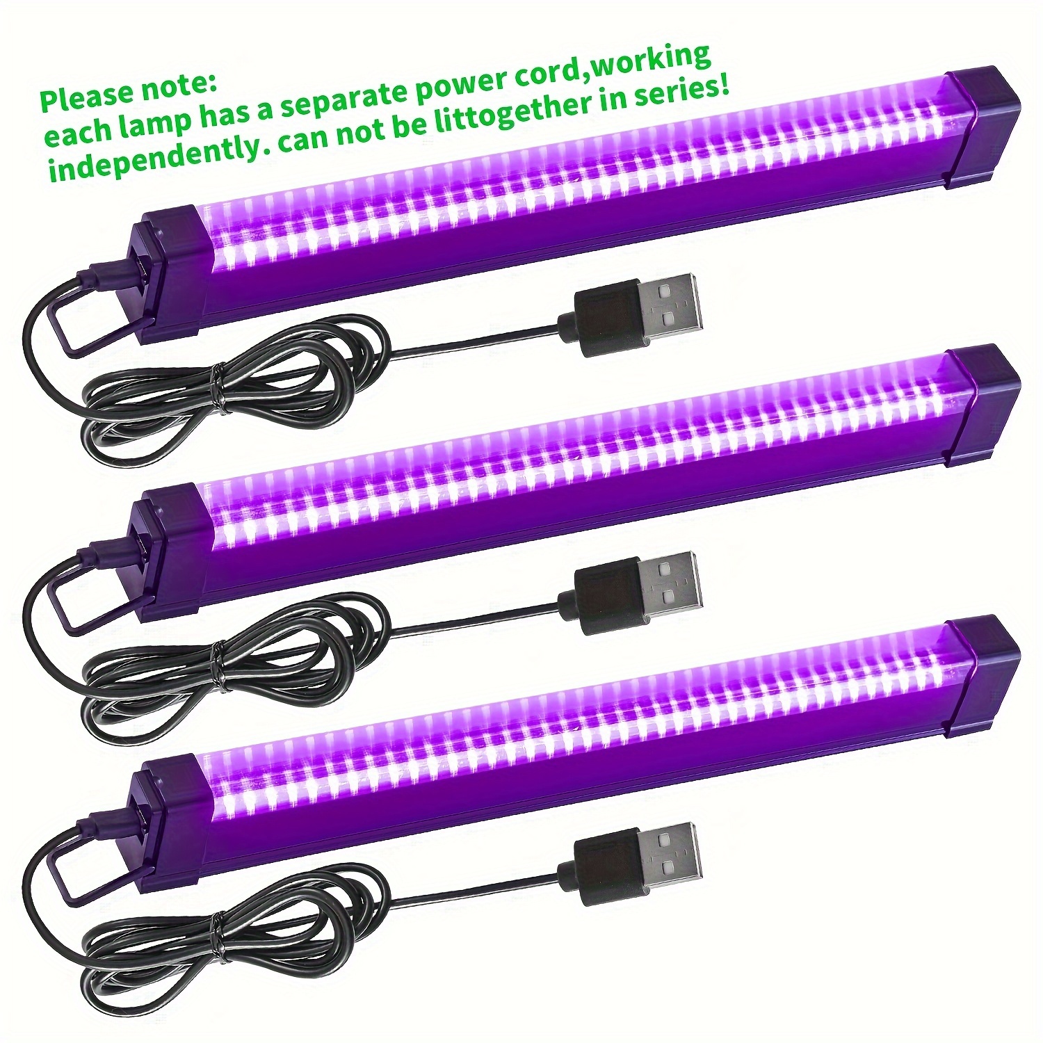 TEMU 3/4 Pack Led Black Light Strip, 32cm/12.6ft Usb Black Light Strip Suitable For Halloween Luminous Parties, Magnetic Black Light Strip Tube,