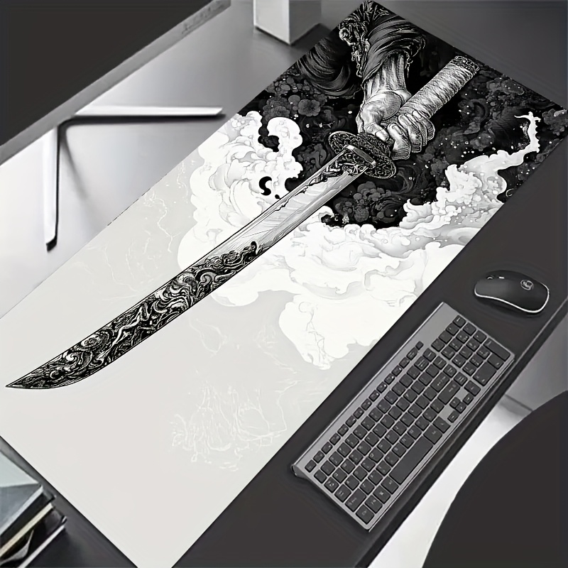 extra large gaming mouse pad black desk mat with ornate design washable rubber deskmat for laptop desktop computers office home essentials mouse pads for desk details 0