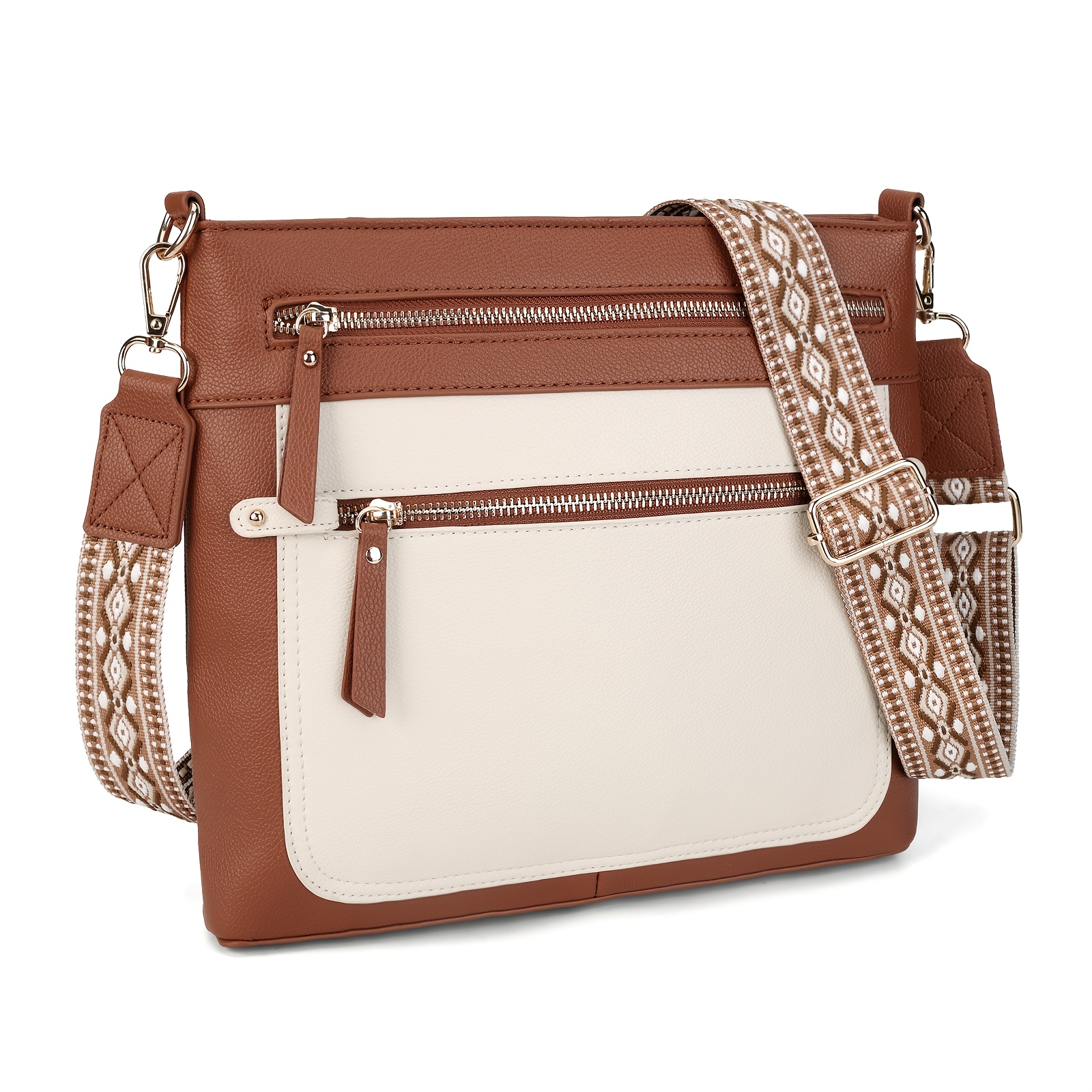 Image of Color- Shoulder Bag With A Spacious Design, Featuring A Zippered Crossbody Style, A Woven Adjustable Strap, And A Compact Square Shape, Perfect For Casual And Versatile Commuting
