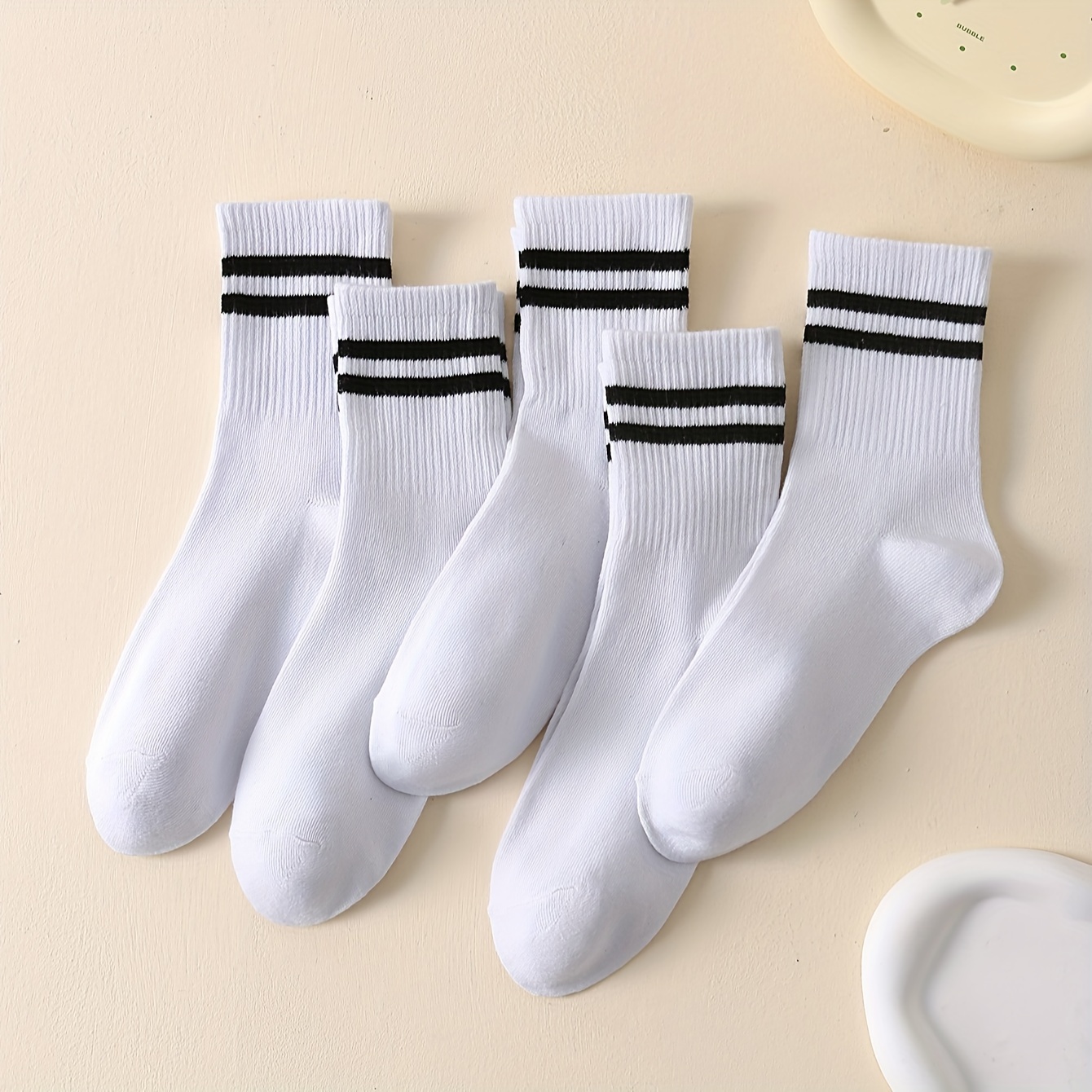 

5pcs Men's Comfy Breathable Soft Crew Socks, Outdoor Wearing, Mid-calf Socks