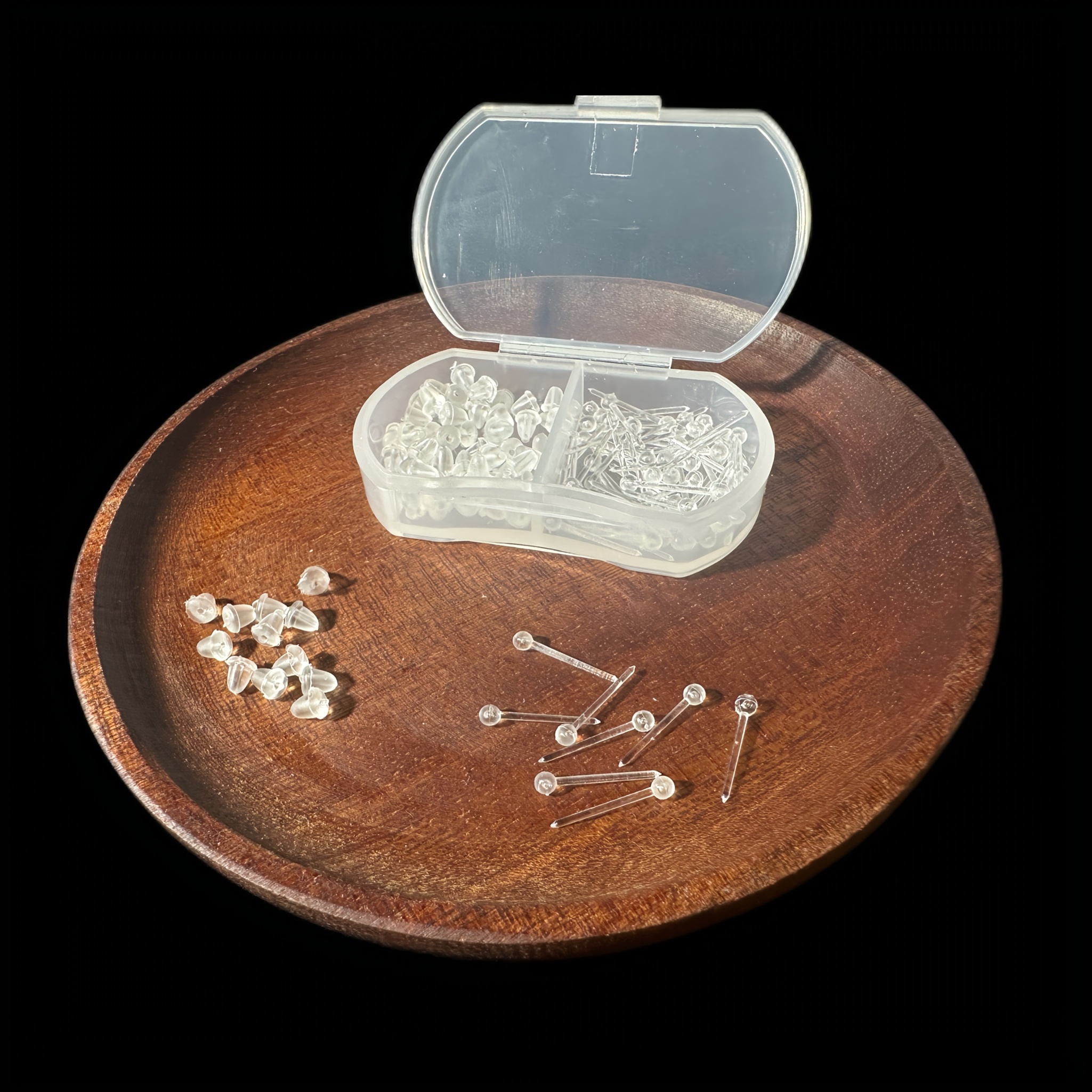 60 Resin Transparent Stud Earrings Set with Ear Plugs