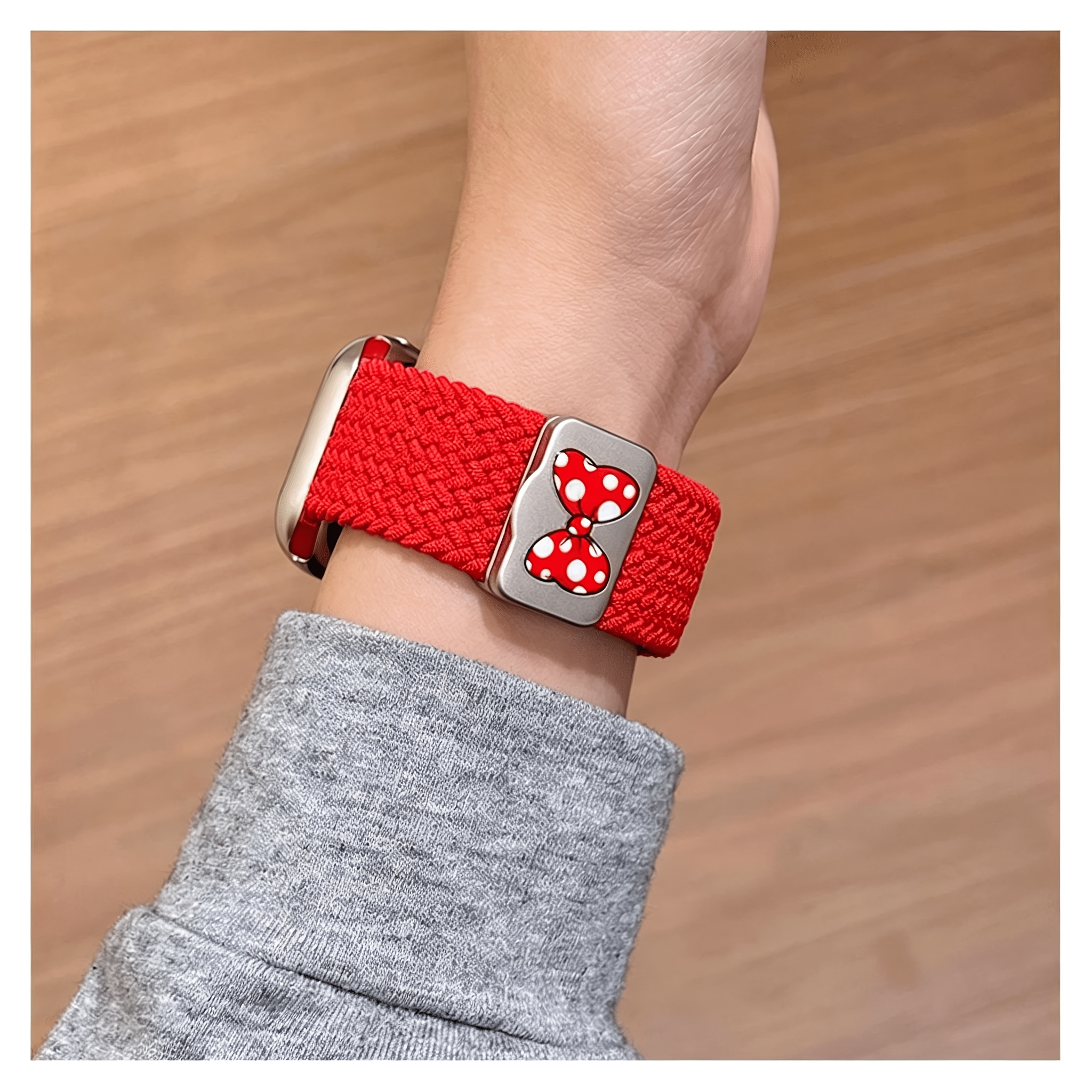 TEMU Cute Trendy Cartoon Polka Dot Bow Magnetic Braided Nylon Watch Band For Watch Series 10 6 Se Ultra 49mm 46mm 45mm 44mm 42mm 41mm 40mm 38mm,