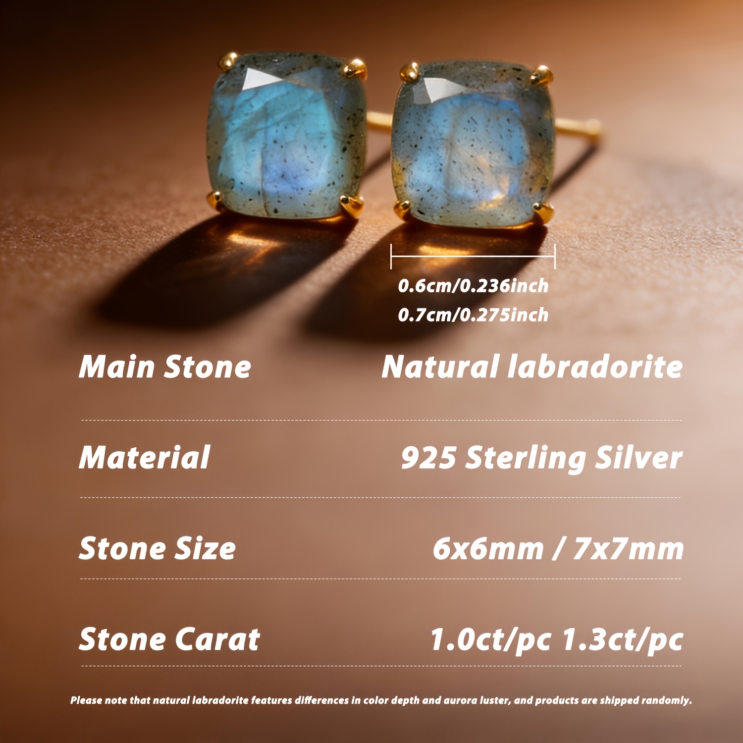 Natural S925 Silver Cushion Cut Stud Earrings, Aurora Halo
