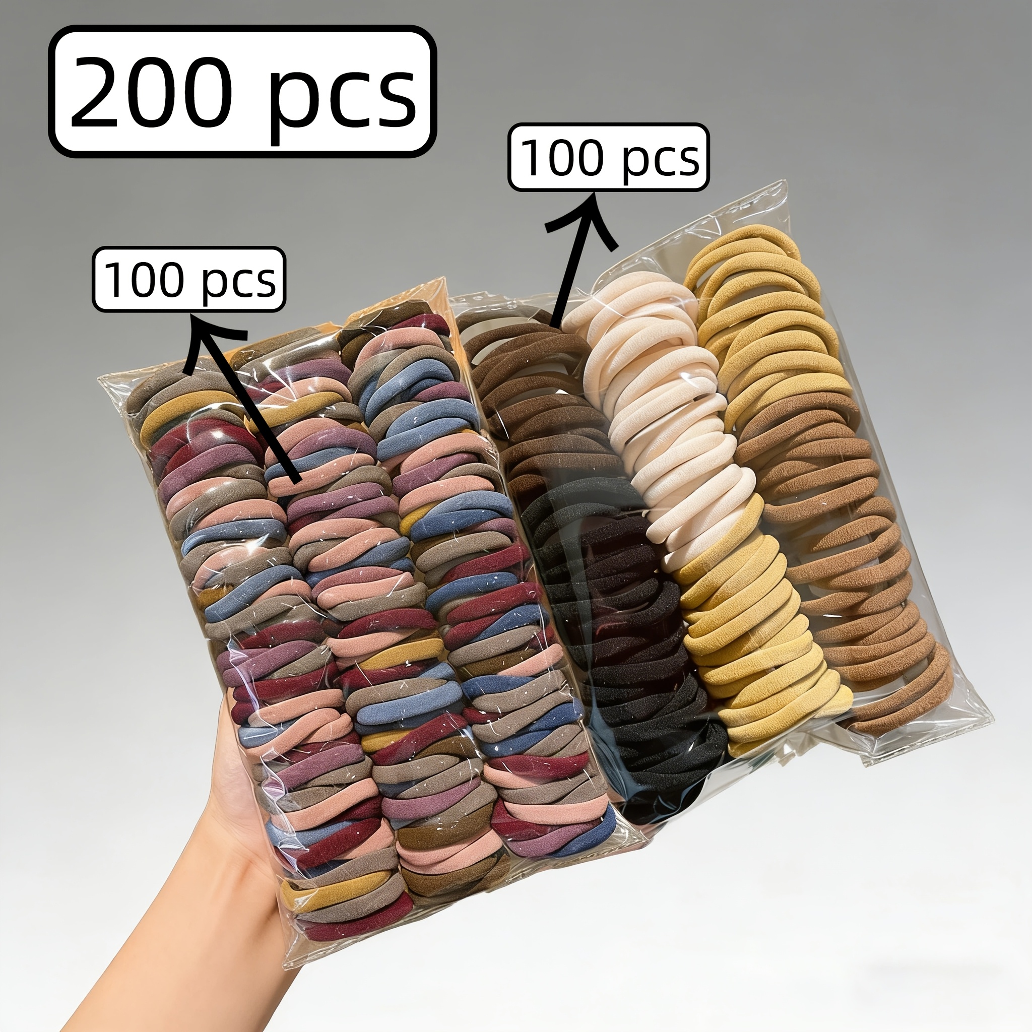TEMU 200pcs Mixed Color High Elasticity Hair Ties For Women | Korean Style Simple & Durable Hair Bands | Bulk For Valentine's Day, 's Day & Daily Use