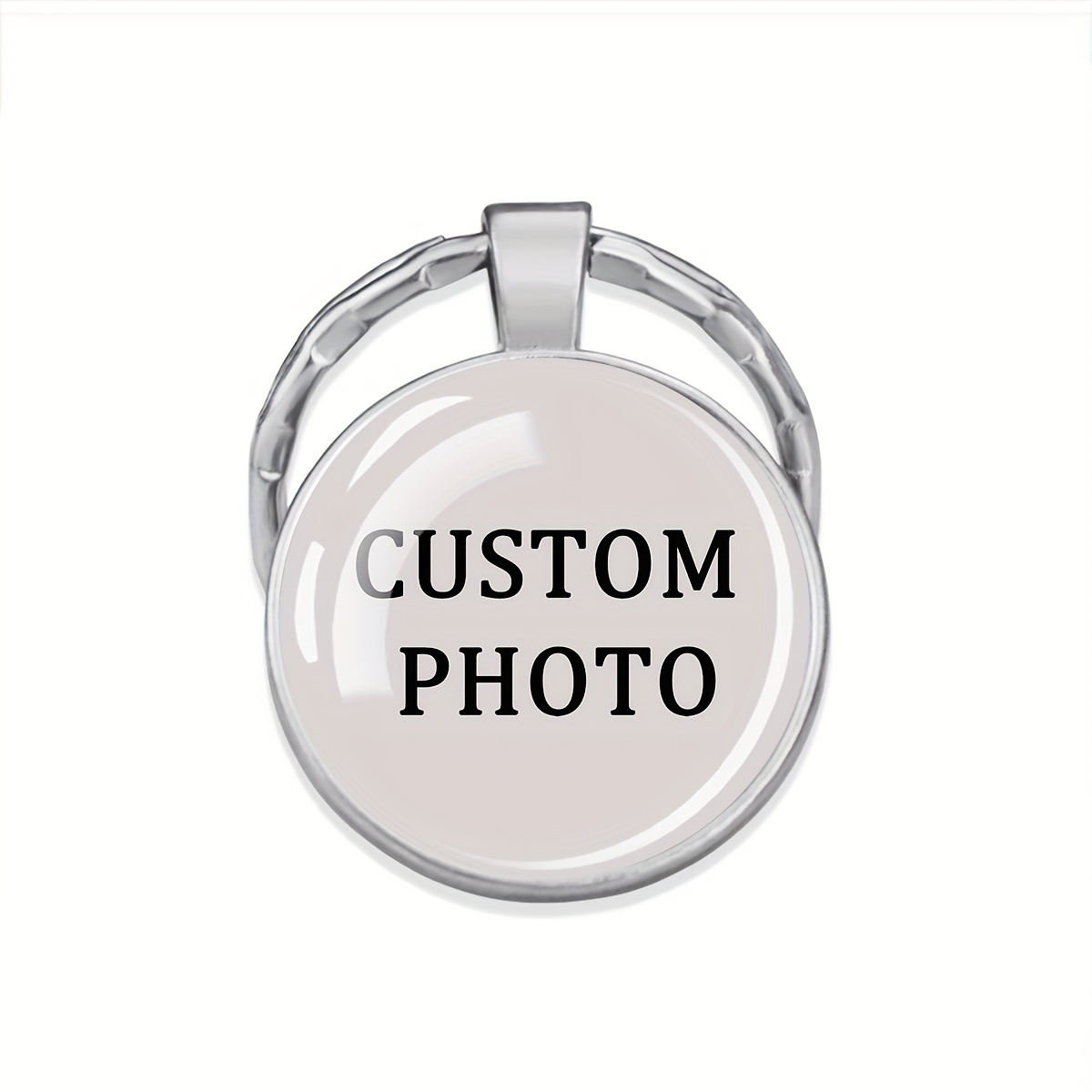 Image of 1pc Of Personalized Photo Keychains Designed For Couples, Families, Or Pets, Featuring A Glass Dome Pendant. This Luminous Keyring Serves As A Creative Piece Of And A Gift For Men And Women