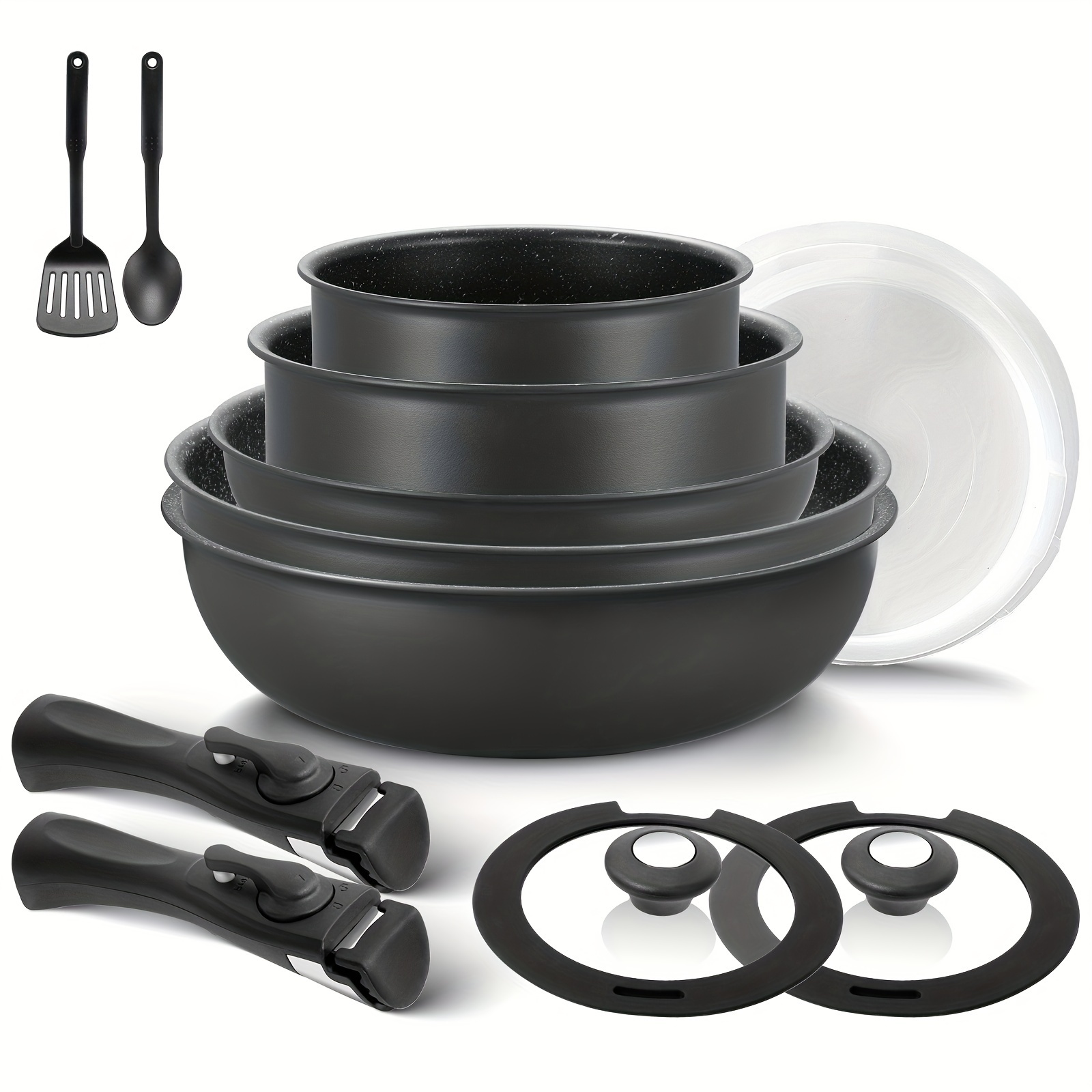 

Nonstick Pots And Pans Set With Removable Handles, For All Hobs, Stackable Design, Induction Cookware Set 13 Pieces, Dishwasher/oven Safe, Pfas Free