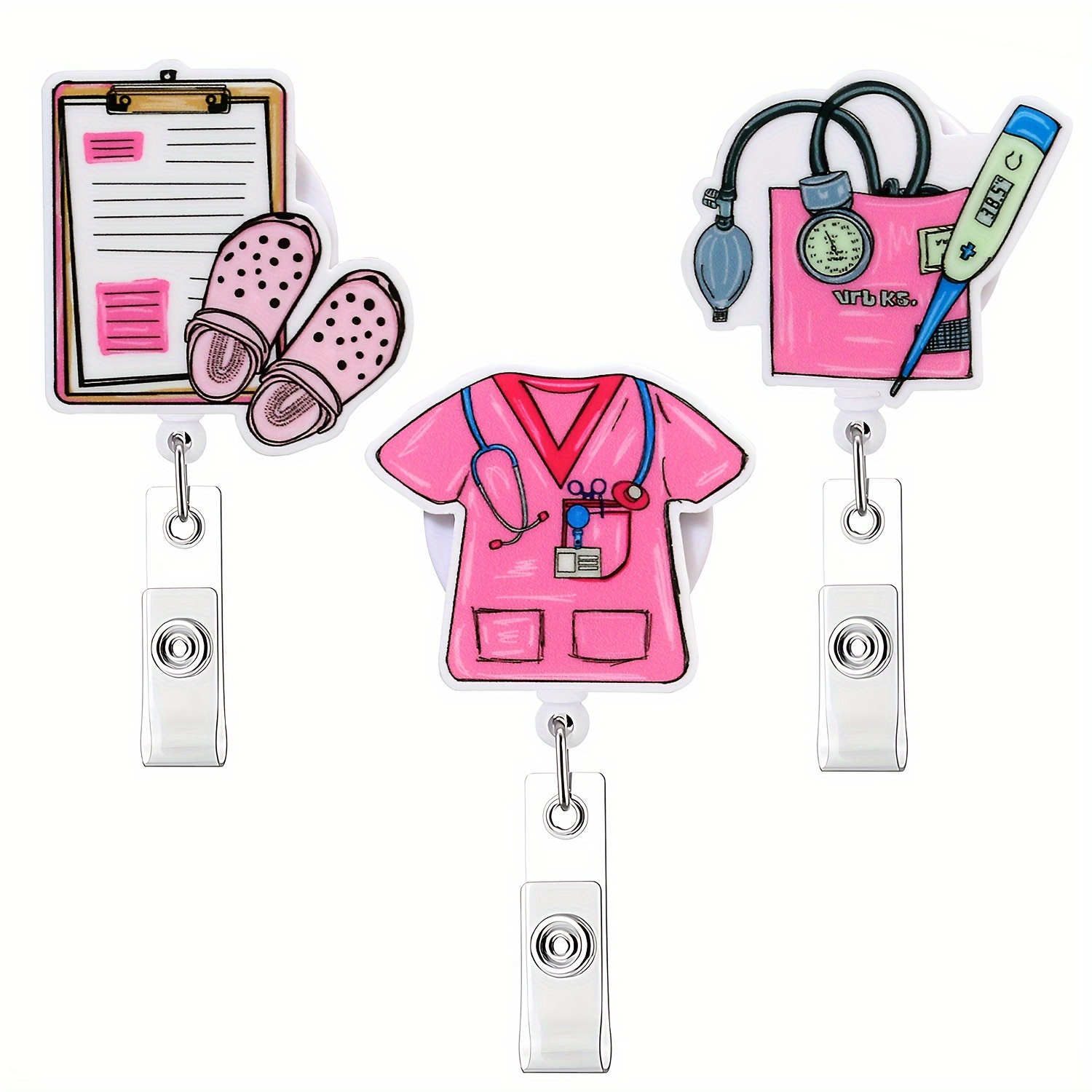 

3pcs Nurse - Retractable & Rotating Id , , For , Meetings & Use