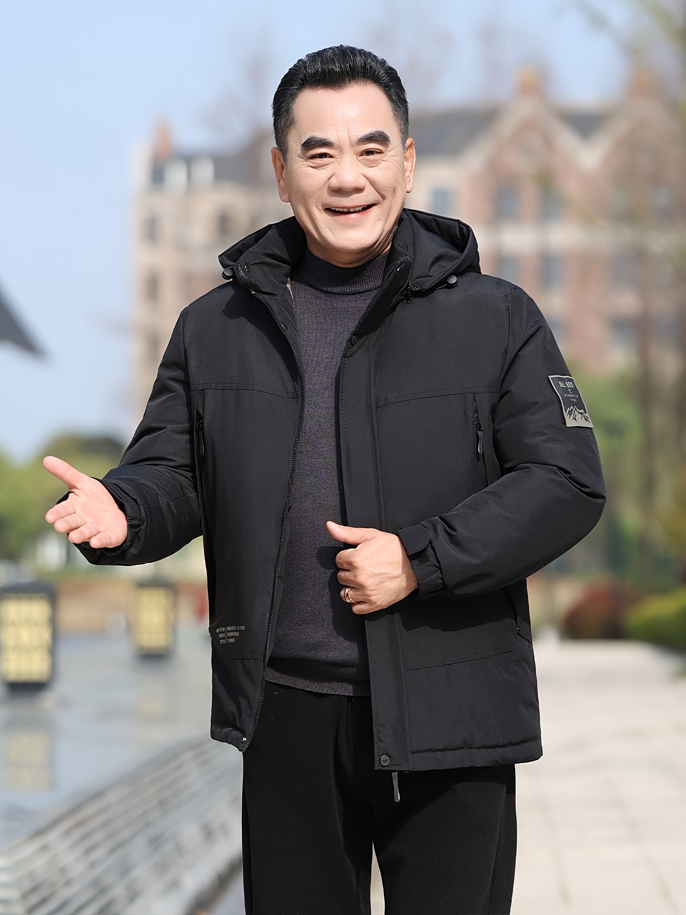Men's Thickened Winter Ski Jacket, Casual Outdoor Windbreaker