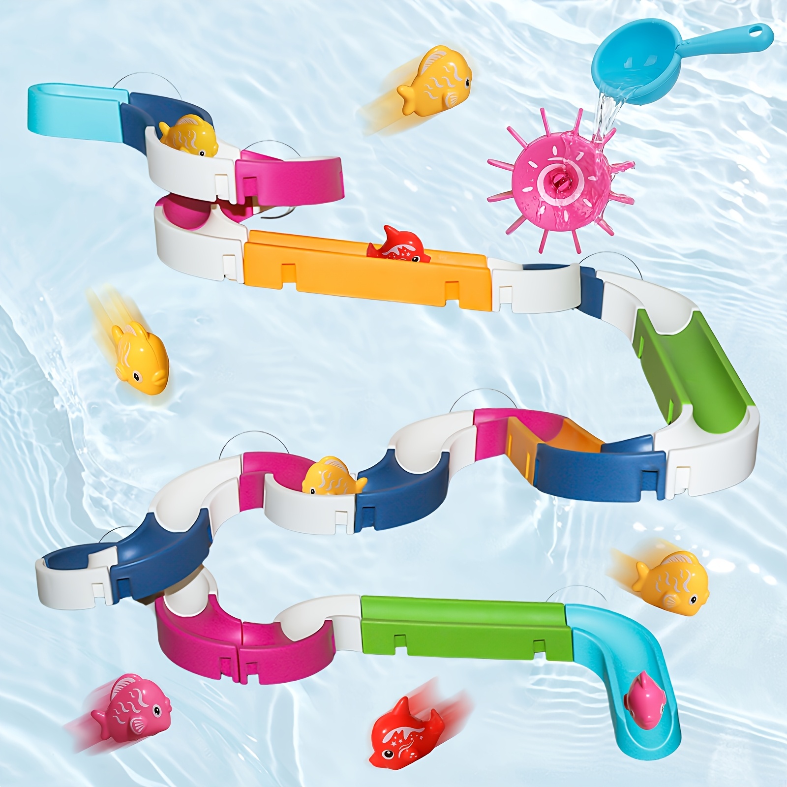 DIY Water Play Toy Set with Slide & Spinning Fish