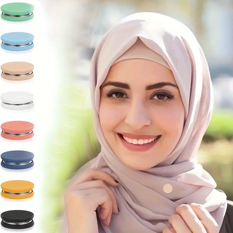 

4pcs/set Ramadan Special Magnetic Hijab Clips, Flat Style Macaron Colors Electroplated Combination, Minimalist Useful Practical Convenient Accessories