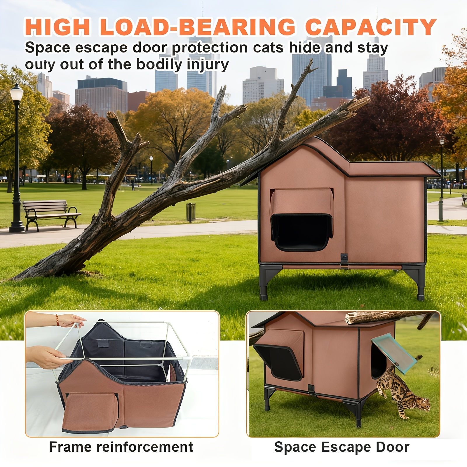 3 in 1 design heated cat house with pet heating pad elevated bed sturdy structure cat cave cat beds supplies for indoor cats safe outdoor cat shelter cat condo kitten supplies   gifts for men women kids girls cat stuff clearance 5