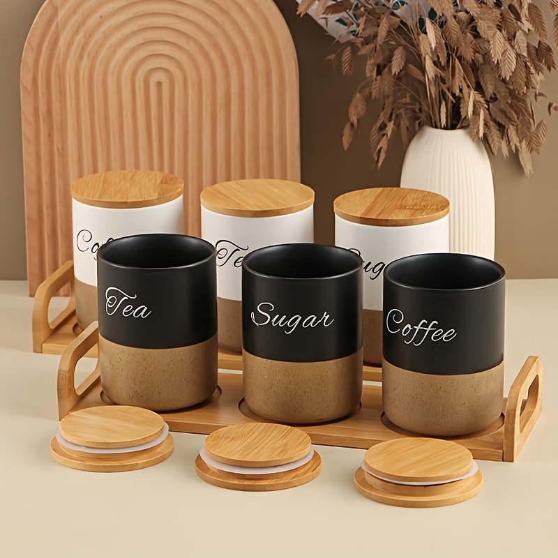 item picture 3pcs set with stand   airtight spice jars for kitchen storage containers for tea sugar   candied     bread salt sugar chili powder airtight coffee canisters tea storage box kitchen countertop decor