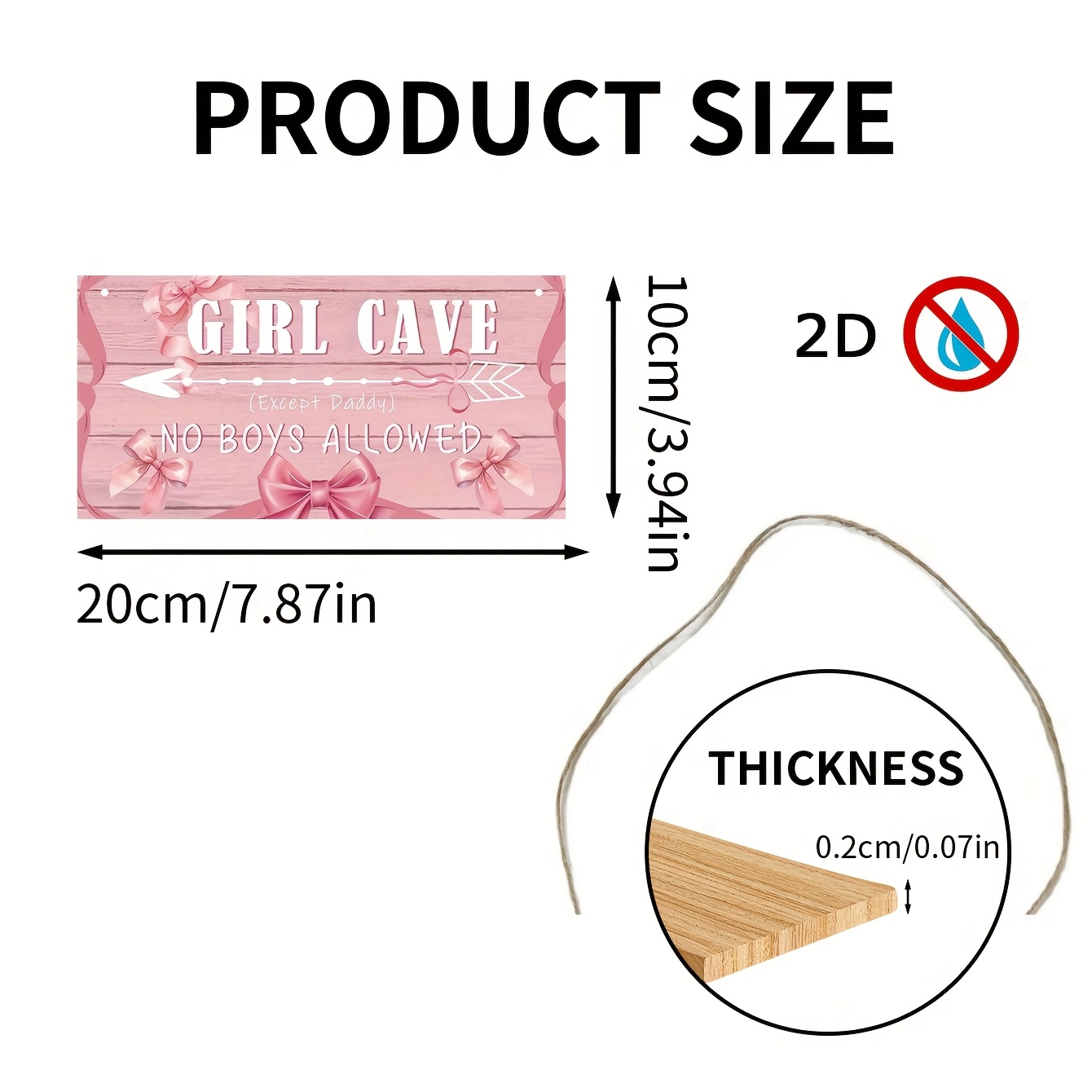 2D Flat, 1pc, Sign for a Cave, Wooden Wall Decoration with a Bow, Perfect Gifts for Fans of Pink, Decor for a Pink-Themed Room, No Boys Permitted Except for Dad in The Girls' Bedroom