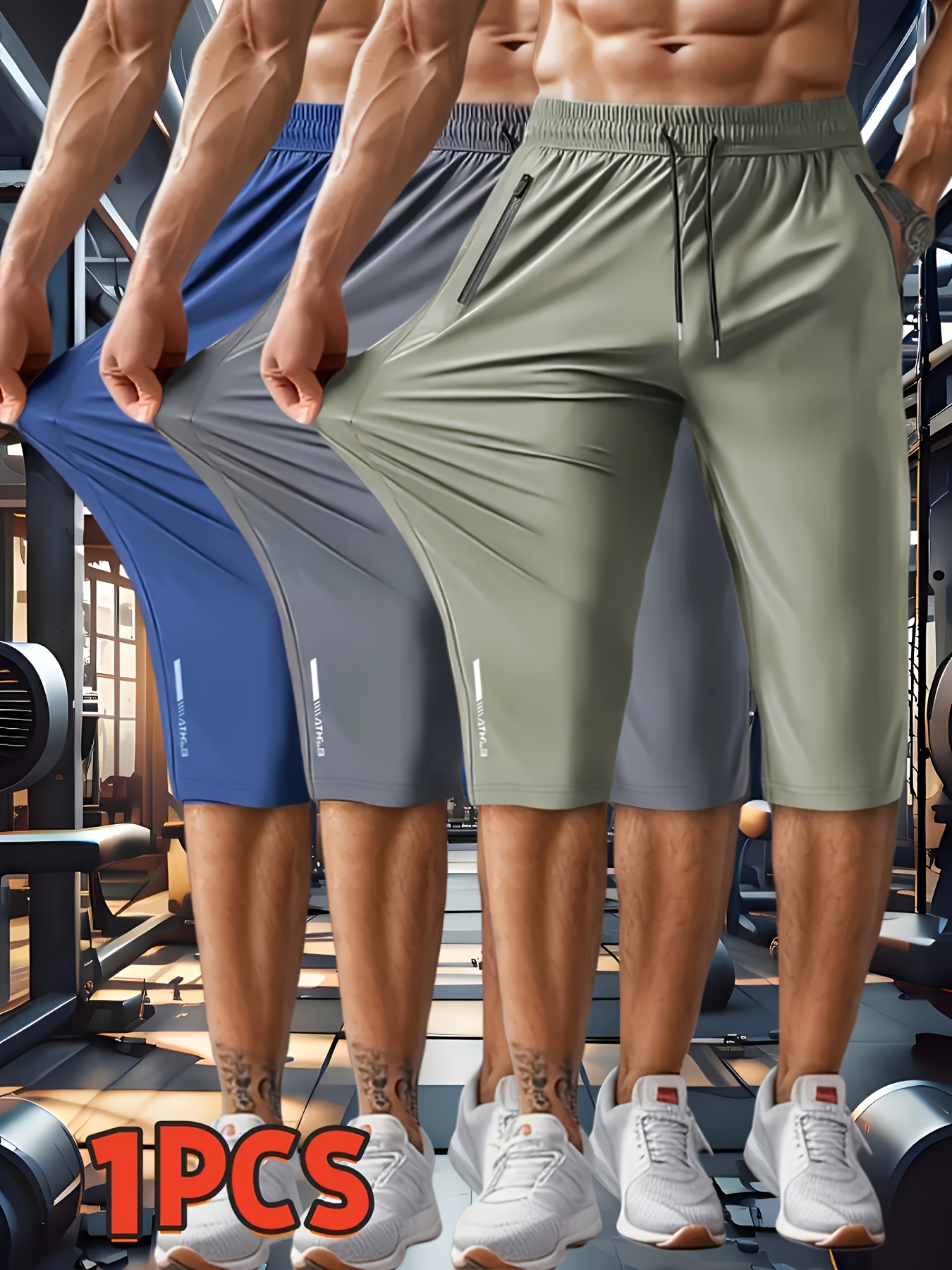 1pc mens   silky fiber fabric breathable high   shorts with drawstring waist and zipper pocket reflective strip print breathable drawstring athletic shorts for running yoga training hiking lightweight summer style