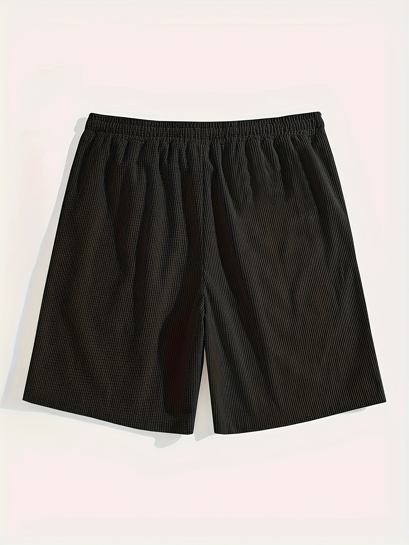 Men'S Casual Corduroy Shorts - Summer Beach Style, Light Brown, Drawstring Waist, Loose Fit, Lightweight & Breathable for Casual Attire, Beach Shorts