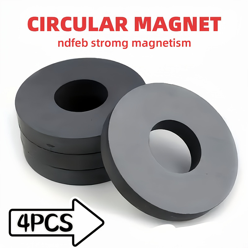 

4 High Strength Permanent Ring Magnets, Diameter 70mm X Diameter 32mm X Height 10mm - For Electromagnetic Protection In And Electronics