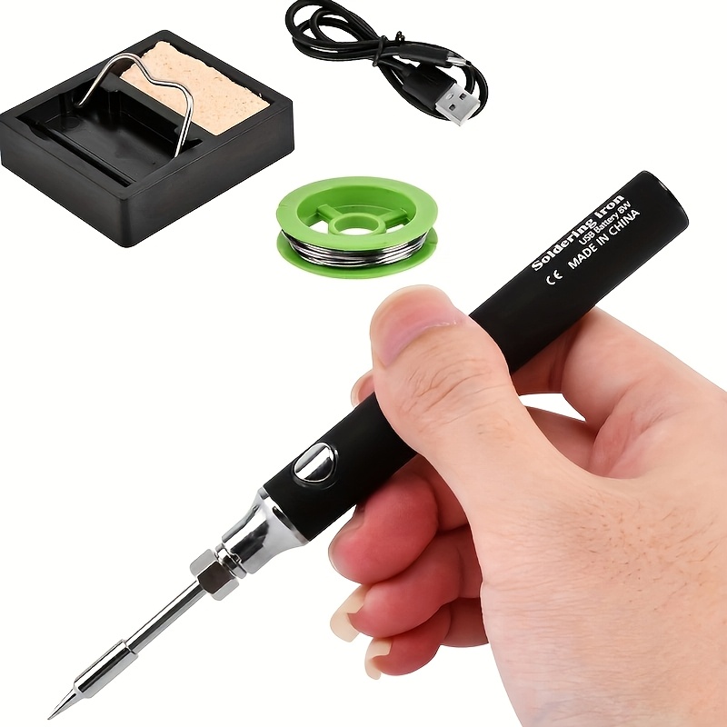 portable mini usb soldering iron kit wireless 8w welding pen rechargeable battery aluminum alloy diy electronics repair tool set cordless soldering iron kit Product details 2